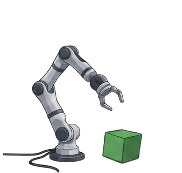 Robot arm picking a cube off the stack, looping
